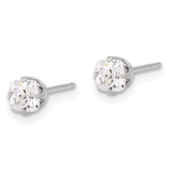 Inverness Stainless Steel 4mm Square CZ Post Piercing Earrings — alternate view