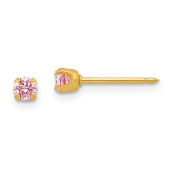 Inverness 14k 3mm Pink CZ Post Piercing Earrings