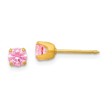 Inverness 14k 5mm Pink CZ Post Piercing Earrings