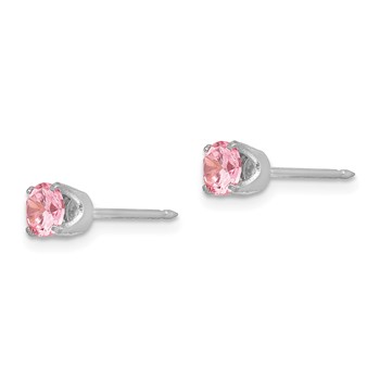 Inverness 14k White Gold 5mm Pink CZ Piercing Earrings — alternate view