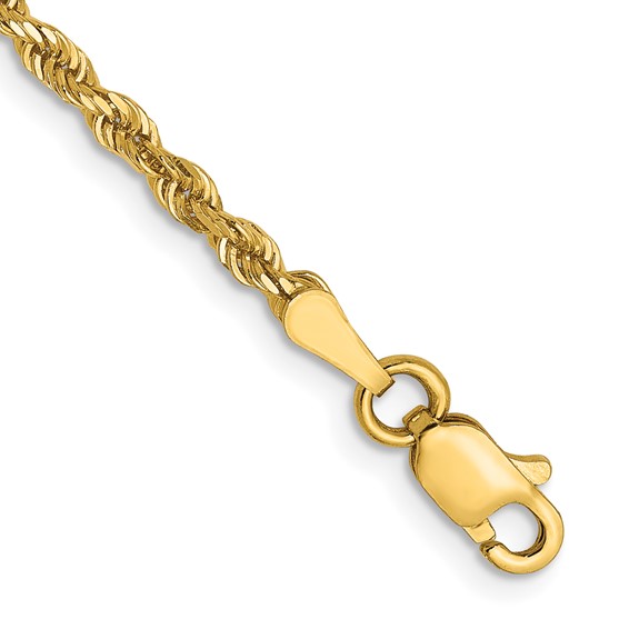 Men's 14K Gold 023 Gauge Rope Chain Necklace and Bracelet Set