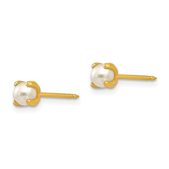Inverness 14k 4mm Simulated Pearl Post Piercing Earrings — alternate view