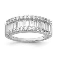Image of Sterling Silver Fancy Baguette Diamonelle Channel Set Band ring-RH-size-9