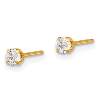 Inverness 14K Polished 3mm CZ Short Post Piercing Earrings — alternate view