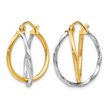 Leslie's 14K Two-tone Polished Hinged Earrings — alternate view