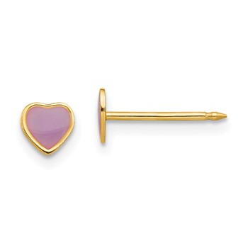 Inverness 14k Epoxy Fill Purple Heart Post Piercing Earrings