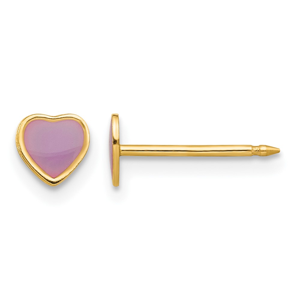 Inverness 14k Epoxy Fill Purple Heart Earrings