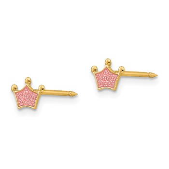Inverness 14k Epoxy Fill Pink Crown Post Piercing Earrings — alternate view