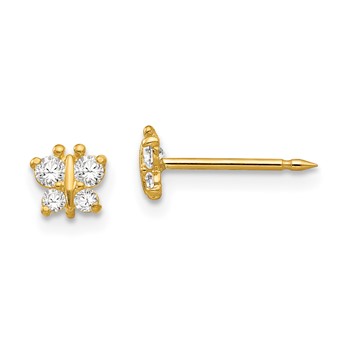 Inverness 14k Butterfly CZ Post Piercing Earrings
