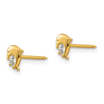 Inverness 14k Dolphin CZ Post Piercing Earrings — alternate view