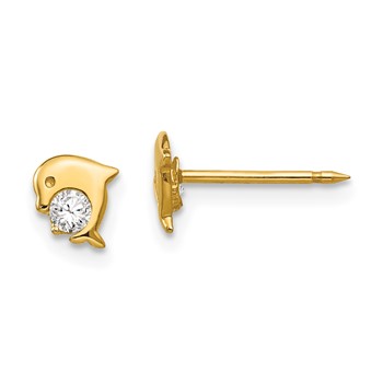 Inverness 14k Dolphin CZ Post Piercing Earrings