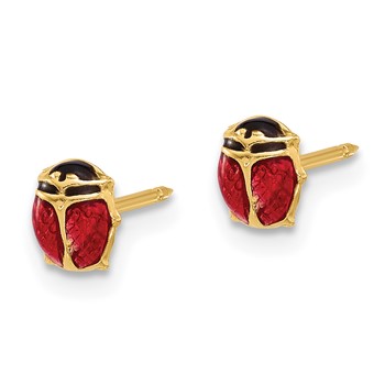 Inverness 14K Polished Red and Black Enameled Ladybug Post Piercing Earrings — alternate view