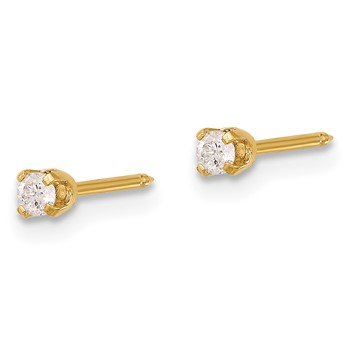 Inverness 14K Polished 2.5mm .10ct Diamond Stud Post Piercing Earrings — alternate view