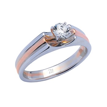 Ladies White/Rose Gold Engagement Ring for your 1/2ct Round Center Mounting
