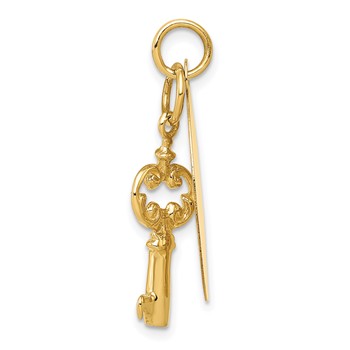 14K Polished Engraveable Disc and Key Charm — alternate view