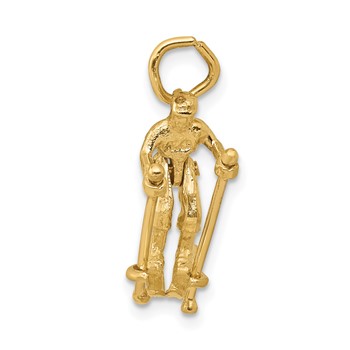 14K 3-D Moveable Legs Snow Skier Charm — alternate view
