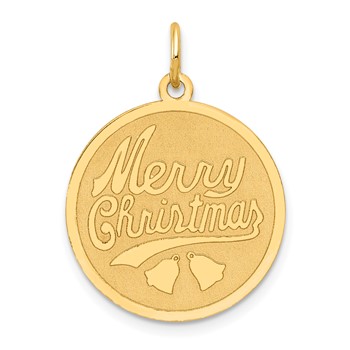 14k MERRY CHRISTMAS 19mm Engravable Disc Charm