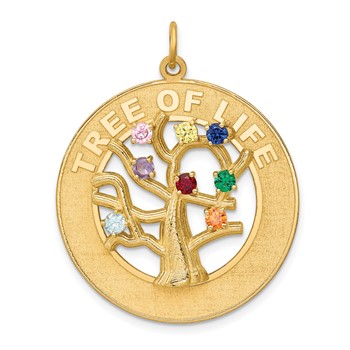 14k Multi-color CZ TREE OF LIFE Pendant