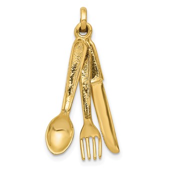 "14K 3-D Knife, Fork and Spoon Charm"