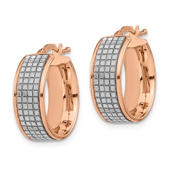 Sterling Silver Sparkle Pave Hoop Earrings-RG — alternate view