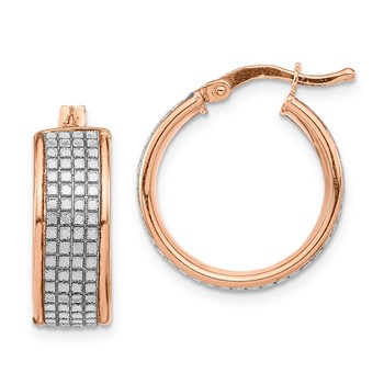 Sterling Silver Sparkle Pave Hoop Earrings-RG