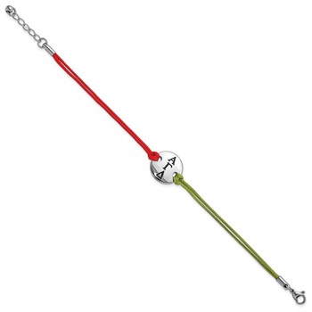 Alpha Gamma Delta Sorority Circle Disc Red & Green w/1in ext Bracelet — alternate view