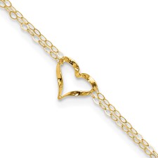 Image of 14k Double Strand Heart 9 Inch with 1 Inch extension Anklet