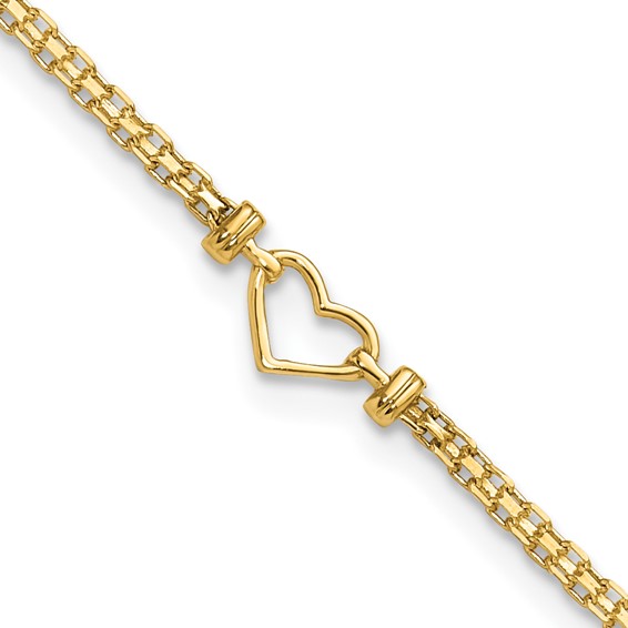 14k Fancy Heart 9inch Anklet Quality Gold