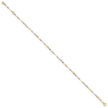 14k Two-Tone Polished Oval Twist Link 9 inch Plus 1 inch Extender - Total 10 inch Anklet — alternate view