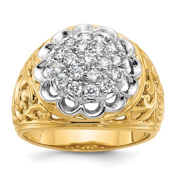 IBGoodman 14k Two-tone Men's Polished Filigree Round Cluster Ring Mounting