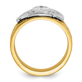 IBGoodman 10k Two-tone Men's Polished and Textured Blue Lodge Master Masonic Ring Mounting — alternate view