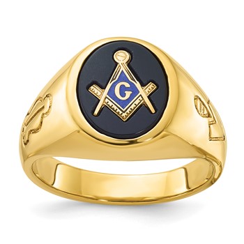 IBGoodman 10k Men's Polished and Grooved Blue Lodge Master Masonic Ring Mounting