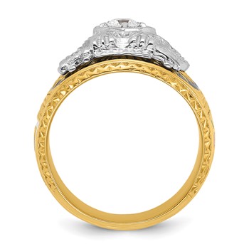 IBGoodman 14k Two-tone Men's Polished and Textured 32nd Degree Scottish Rite Masonic Ring Mounting — alternate view