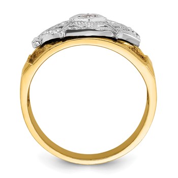 IBGoodman 14k Two-tone Men's Polished and Textured Blue Lodge Master Masonic Ring Mounting — alternate view