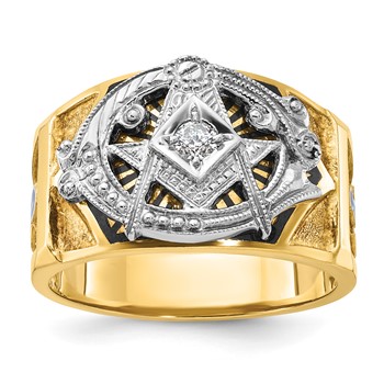 IBGoodman 14k Two-tone Men's Polished and Textured Blue Lodge Master Masonic Ring Mounting