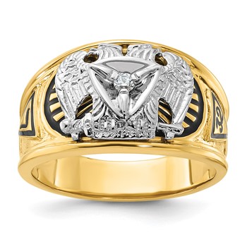 IBGoodman 14k Two-tone Men's Polished and Textured 32nd Degree Scottish Rite Masonic Ring Mounting