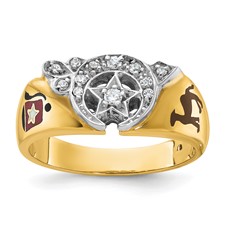Image of IBGoodman 10k Two-tone Men's Polished with Multi-color Enamel and Diamond Masonic Shriner's Ring
