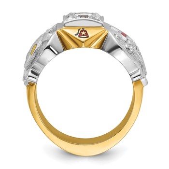 IBGoodman 14k Two-tone Men's Polished and Textured Knights Templar Masonic Shriner's Ring Mounting — alternate view