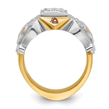 IBGoodman 14k Two-tone Men's Polished and Textured Masonic Shriner's Ring Mounting — alternate view