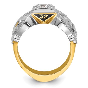 IBGoodman 14k Two-tone Men's Polished and Textured Double Eagle Masonic Shriner's Ring Mounting — alternate view
