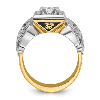 IBGoodman 14k Two-tone Men's Polished and Textured 32nd Degree Scottish Rite Masonic Ring Mounting — alternate view