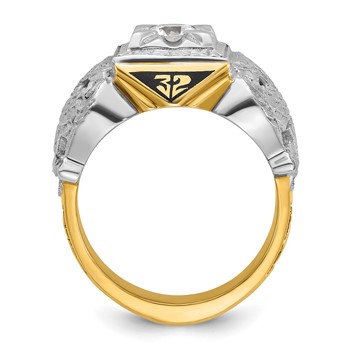 IBGoodman 14k Two-tone Men's Polished and Textured 32nd Degree Scottish Rite Masonic Ring Mounting — alternate view