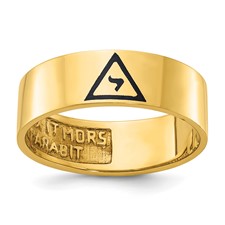 Image of IBGoodman 10k Men's Polished with Black Enamel 14th Degree Grand Elect Masonic Ring