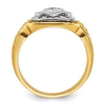 IBGoodman 14k Two-tone Men's Polished and Textured Blue Lodge Master Masonic Ring Mounting — alternate view