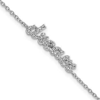 Sterling Silver Rhodium Plated CZ Mini Word Dream Bracelet