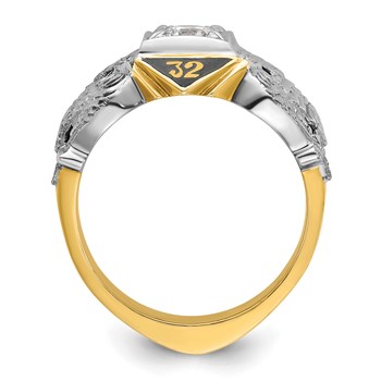 IBGoodman 10k Two-tone Men's Polished and Textured 32nd Degree Scottish Rite Masonic Ring Mounting — alternate view
