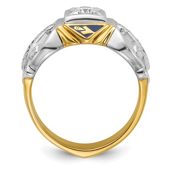 IBGoodman 14k Two-tone Men's Polished and Textured Blue Lodge Master Masonic Ring Mounting — alternate view