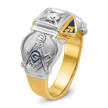 10ktt IBGoodman Men's Textured Blue Lodge Masonic Ring Mounting — alternate view