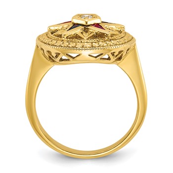 IBGoodman 14k Women's Polished and Textured Eastern Star Masonic Ring Mounting — alternate view