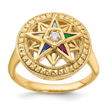 IBGoodman 14k Women's Polished and Textured Eastern Star Masonic Ring Mounting
